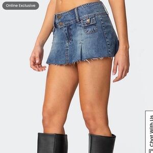 Edikted Women's Blue Denim Mini Skirt